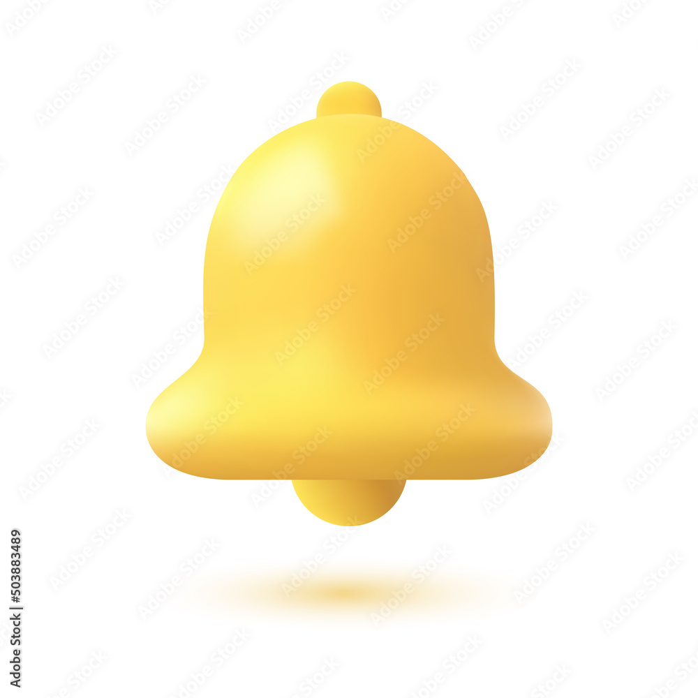 3d realistic yellow bell icon, vector illustration. Sign for subscription, symbol for notifications in social networks, sites 3d realistic yellow bell icon, vector illustration. Sign for subscription, symbol for notifications in social networks, sites