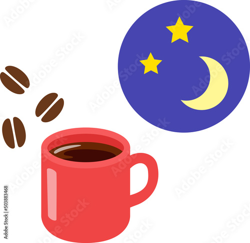 マグカップに入れたコーヒーと夜のイメージ