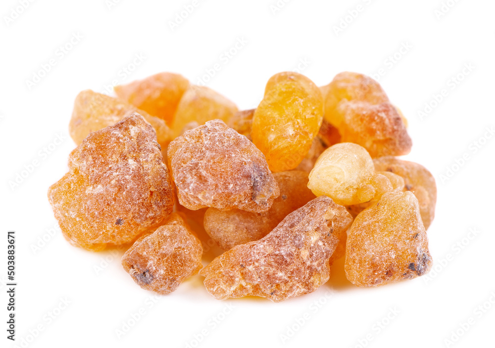 Frankincense resin isolated on white background. Pile of natural frankincense Olibanum. Incense. Frankincense resin isolated on white background. Pile of natural frankincense Olibanum. Incense.