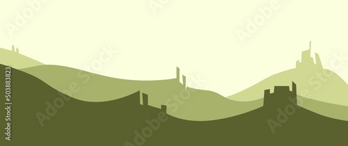 Abstract dump vector landscape illustration, can be used for background, game asset, presentation background template.