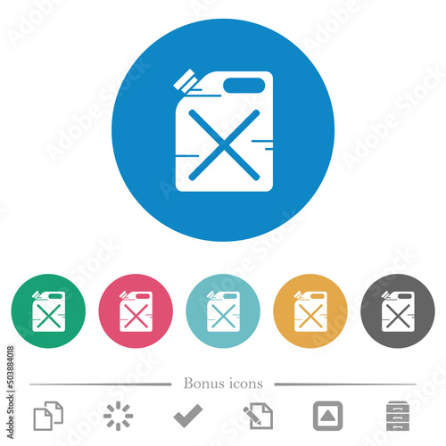 Gas can solid flat round icons