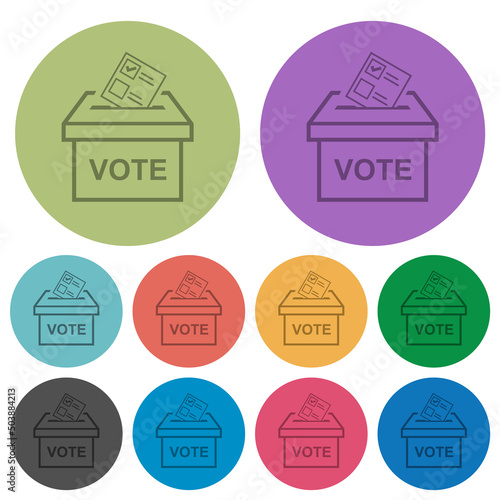 Voting paper and ballot box outline color darker flat icons