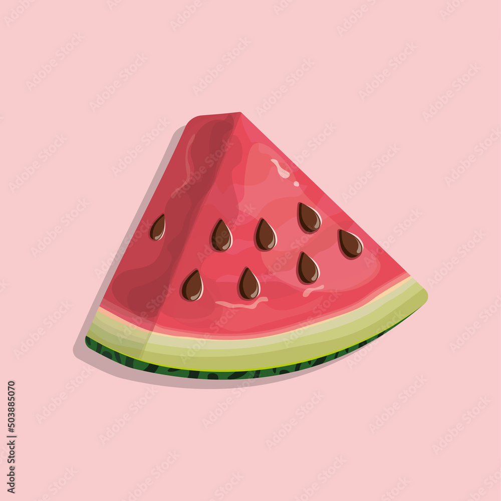 A quarter of a watermelon. juicy berry. beautiful summer bright illustration A quarter of a watermelon. juicy berry. beautiful summer bright illustration