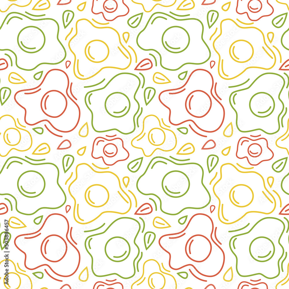 Scrambled eggs line. Seamless flat transparent pattern. Vector. Sophisticated stylish doodle design Scrambled eggs line. Seamless flat transparent pattern. Vector. Sophisticated stylish doodle design