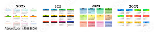 Calendar for 2023 isolated on a white background