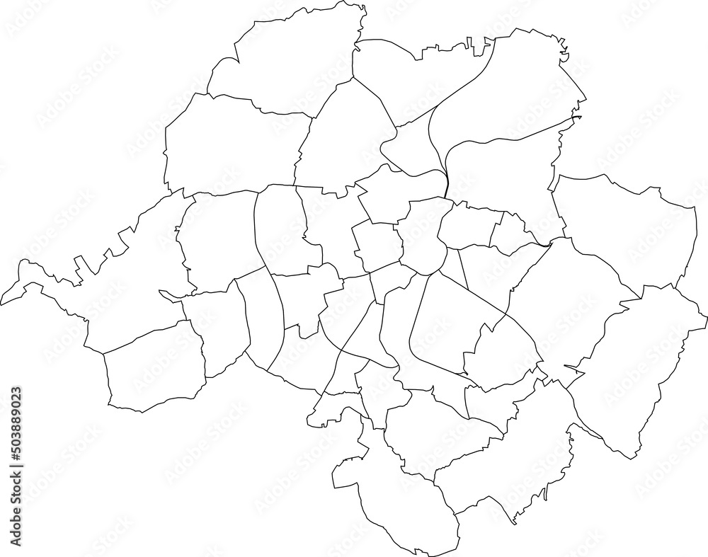 Fototapeta White flat blank vector administrative map of CHEMNITZ, GERMANY with black border lines of its districts