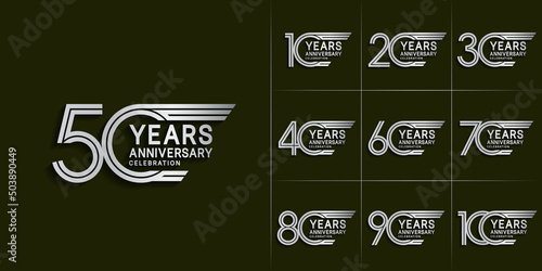 set of anniversary premium collection silver color can be use for celebration event