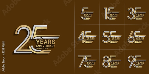 set of anniversary premium collection silver and gold color can be use for celebration event