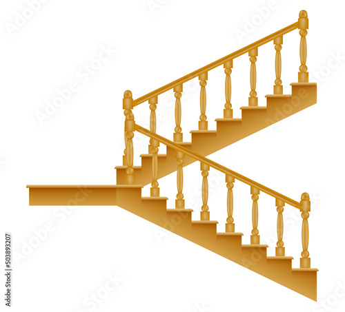 stairs for the house inside to the second floor made of wooden vector illustration
