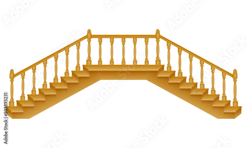 stairs for the house inside to the second floor made of wooden vector illustration