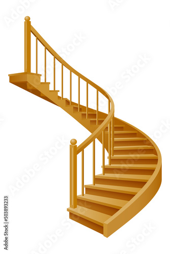 Fototapeta stairs for the house inside to the second floor made of wooden vector illustrati