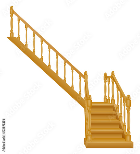 stairs for the house inside to the second floor made of wooden vector illustration