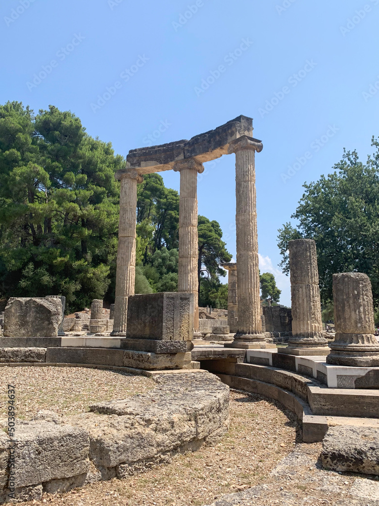 The Philippeion at the Archaeological Site of Olympia, UNESCO world heritage in Greece The Philippeion at the Archaeological Site of Olympia, UNESCO world heritage in Greece