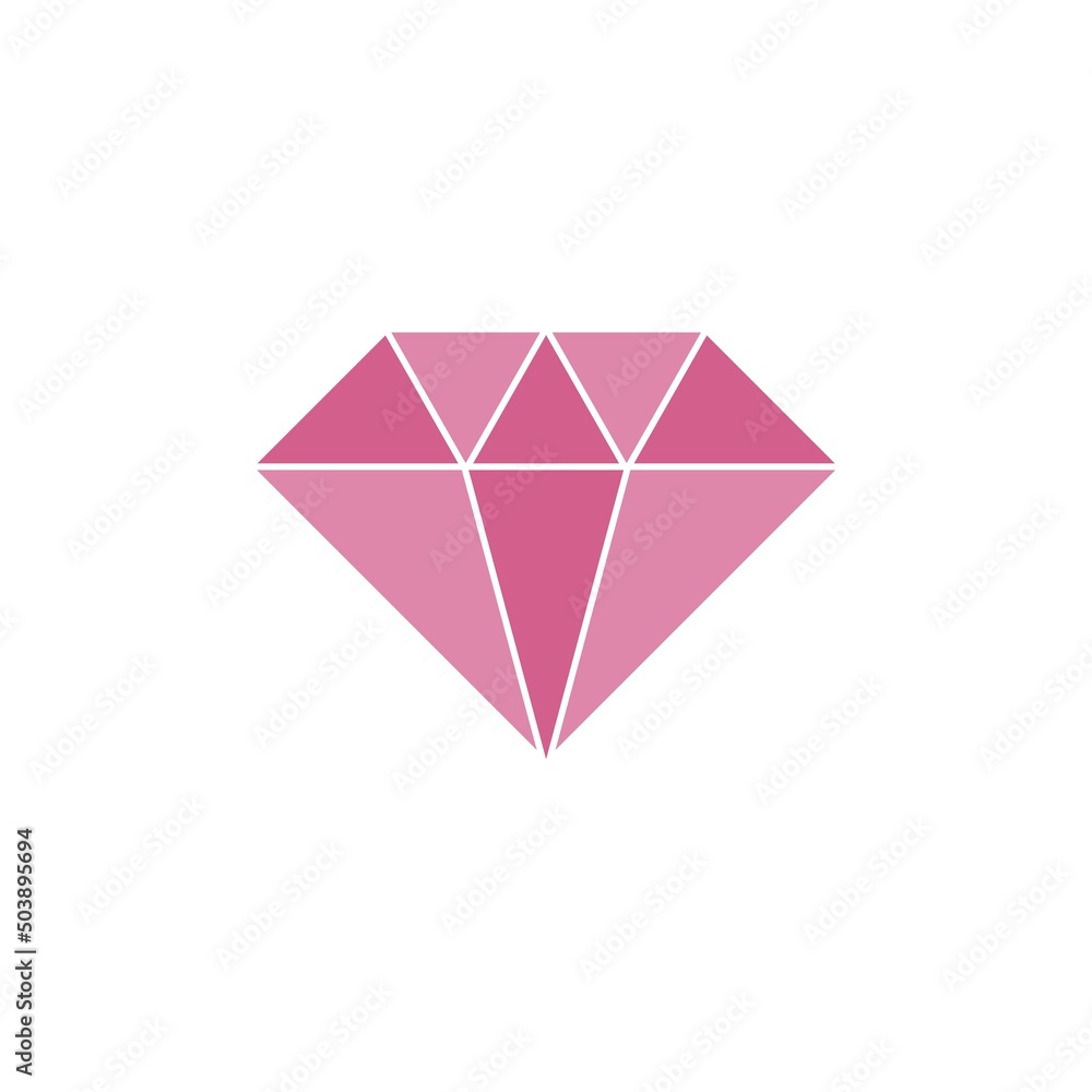 Pink diamond or gem icon isolated on white Pink diamond or gem icon isolated on white