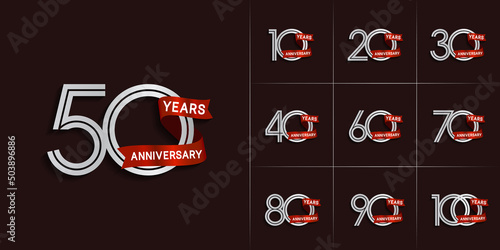 set of anniversary premium collection silver color can be use for celebration event