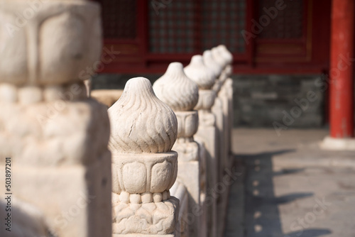 White marble pillars in the Imperial Palace in Beijing