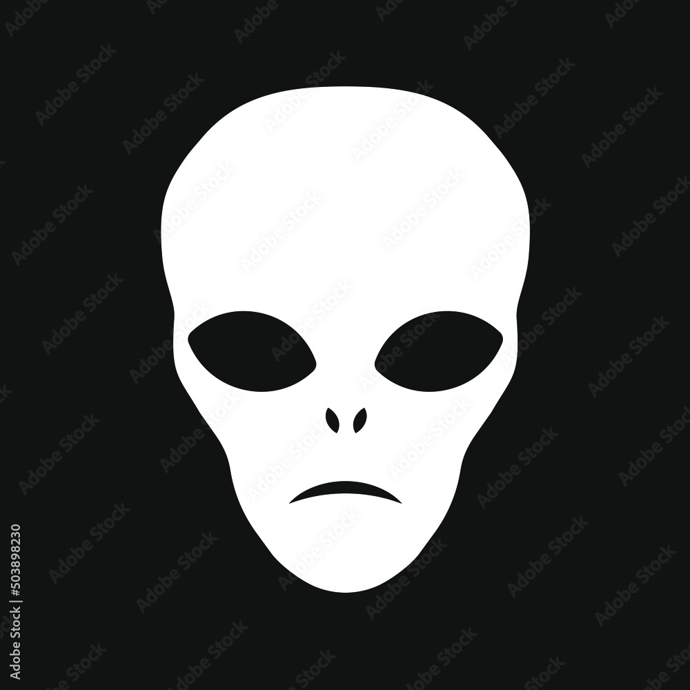 Alien head vector sign. Humanoid face symbol icon. Extraterrestrial logo. Science fiction label. Ufo and sci-fi character illustration image. Alien head vector sign. Humanoid face symbol icon. Extraterrestrial logo. Science fiction label. Ufo and sci-fi character illustration image.