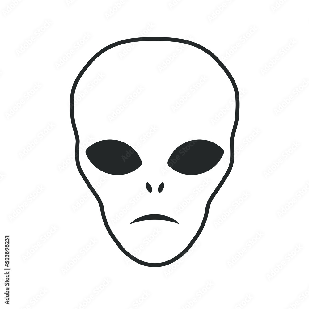 Alien head vector sign. Humanoid face symbol icon. Extraterrestrial logo. Science fiction label. Ufo and sci-fi character illustration image. Alien head vector sign. Humanoid face symbol icon. Extraterrestrial logo. Science fiction label. Ufo and sci-fi character illustration image.