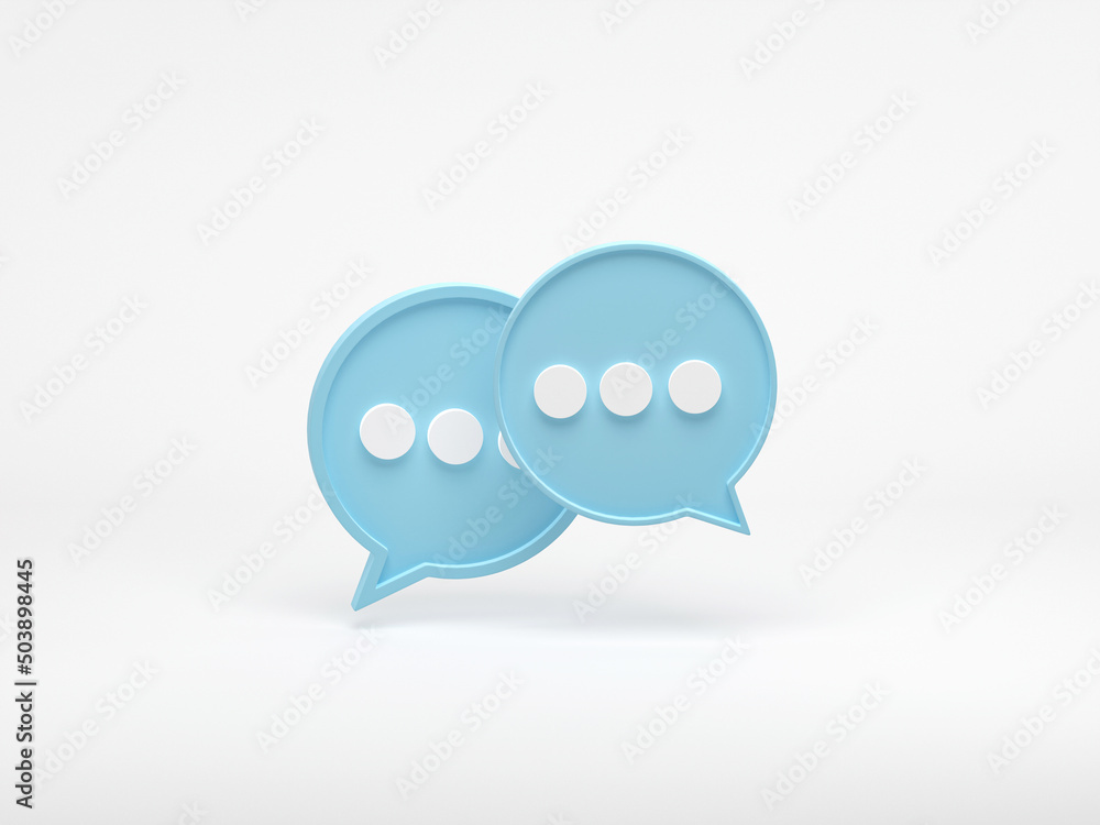 3D rendering, 3D illustration. Speech bubble talk. Chat pictogram or discussion comment symbol on white background. Messenger or online support concept. 3D rendering, 3D illustration. Speech bubble talk. Chat pictogram or discussion comment symbol on white background. Messenger or online support concept.