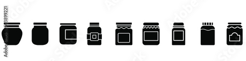 Glass jar icon vector set. bottle illustration sign collection. conservation symbol on white background.