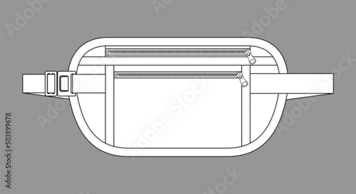White Waist Tools Bag With Zipper Template on Gray Background, Vector File