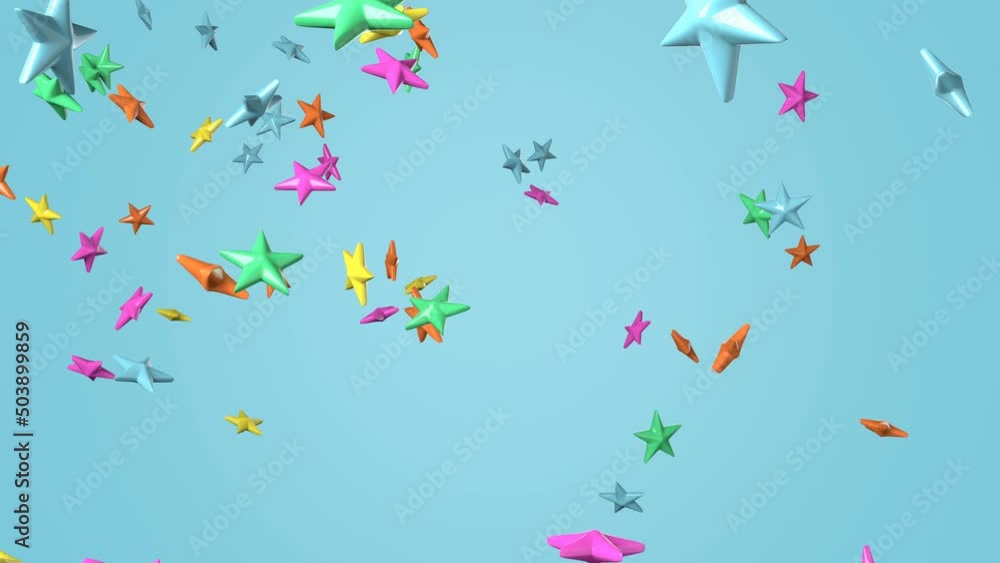 Colorful star objects on blue background.
Confetti animation for background. Colorful star objects on blue background.
Confetti animation for background.