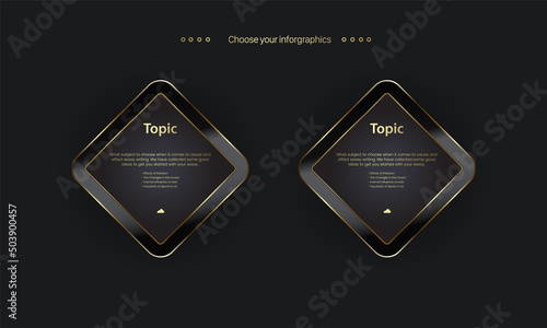 2 Vector of Gold OPtion buttons design,Two chart elements levels illustration for business and finance template design