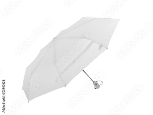 White umbrella with clipping path isolated on white background. Mock-up
