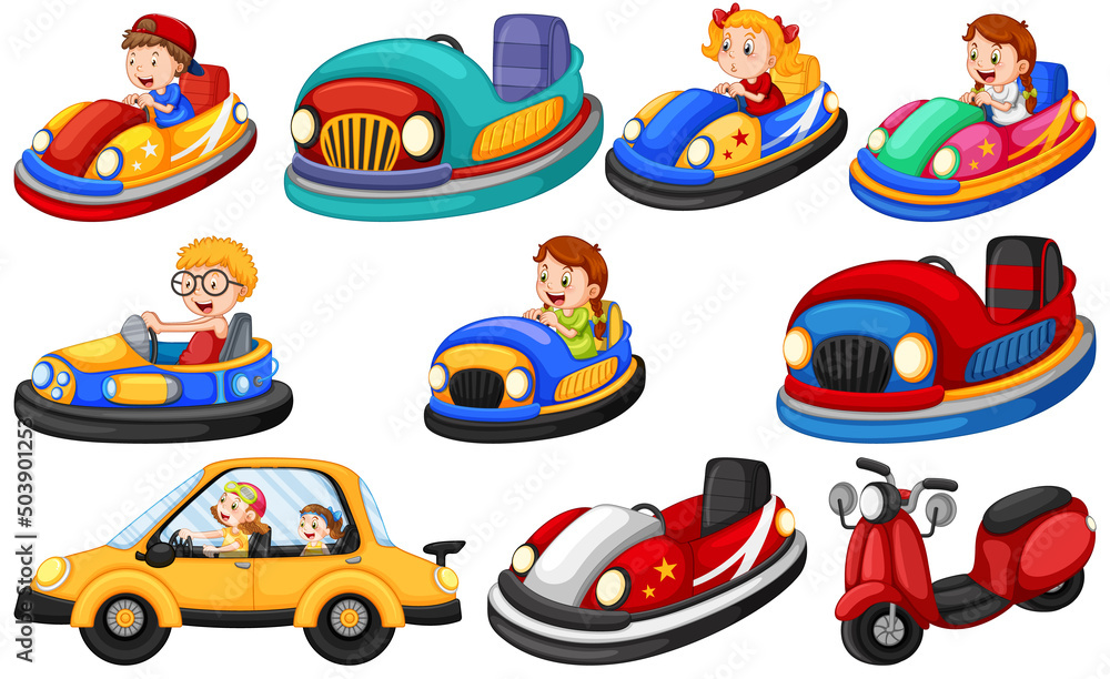 Fototapeta premium Children riding on go kart