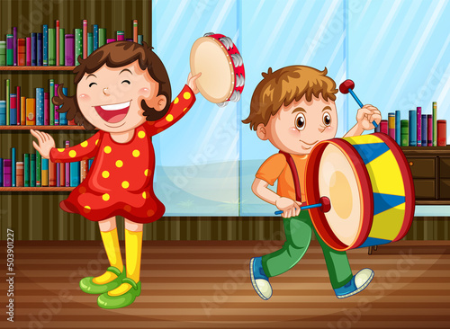 Scene with children playing indoor