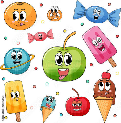 A various sweets on white background