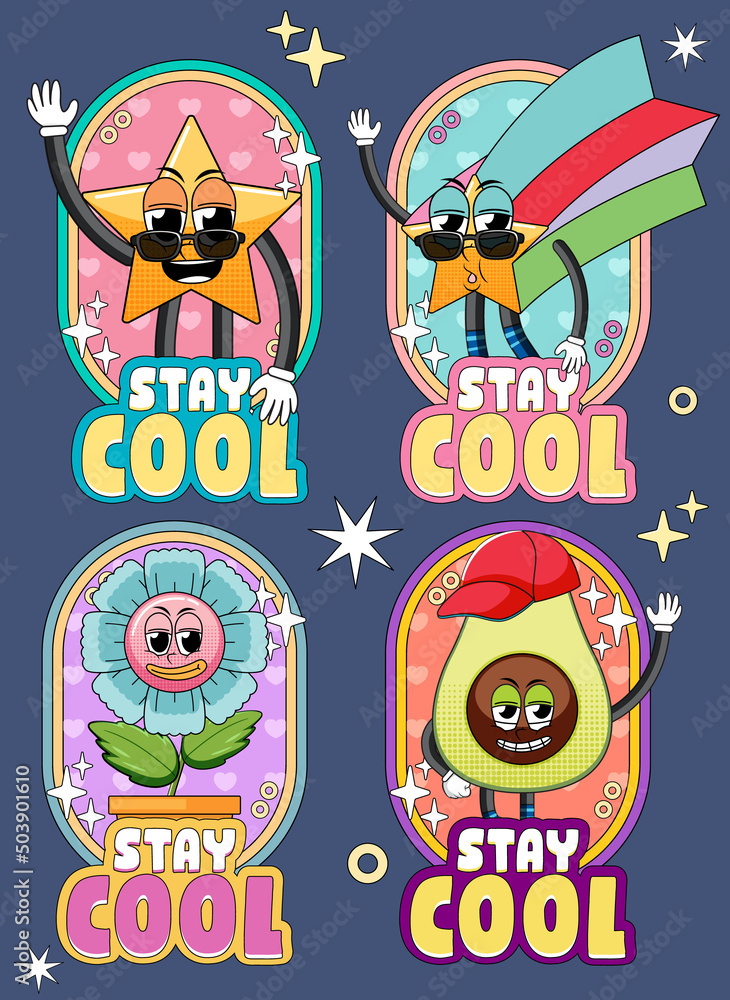 Obraz premium Set of comic cartoon with word expression