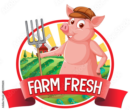 Pig farm fresh logo for pork products