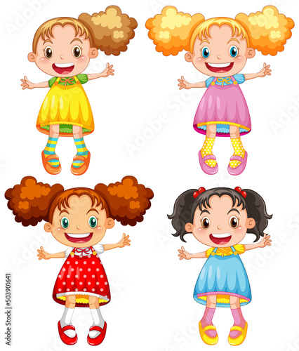 Cute happy girl cartoon character