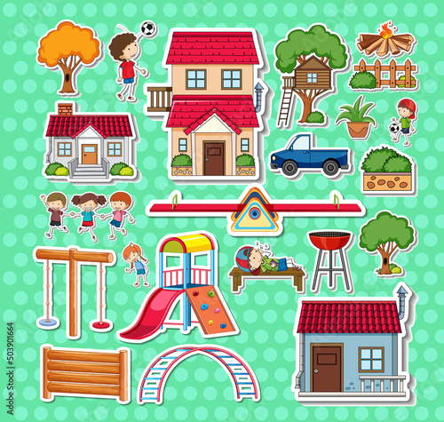 Sticker pack of playground objects