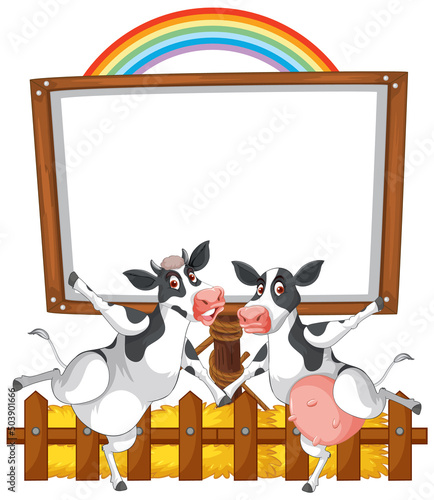 Sign board with animal farm on white background