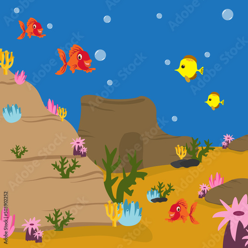 Marine Coral Reef Underwater Sea Ocean Nature Illustration