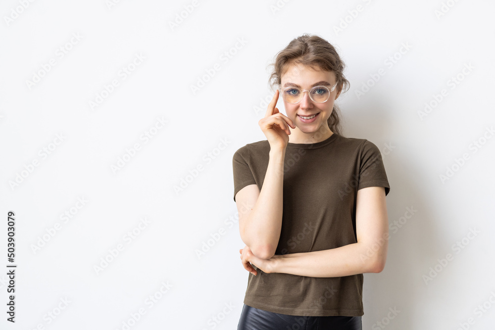 Young woman have idea isolated on white background Young woman have idea isolated on white background