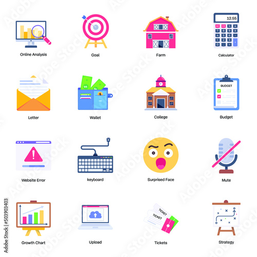 Set of Flat Conceptual Icons 