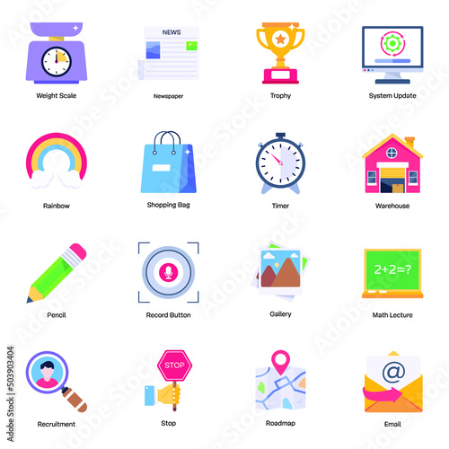 Collection of Trendy Flat Icons 