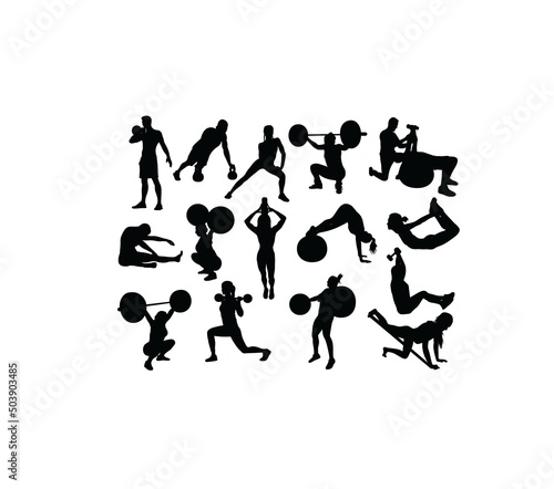 Fitness and Gym Activity Silhouettes, art vector design