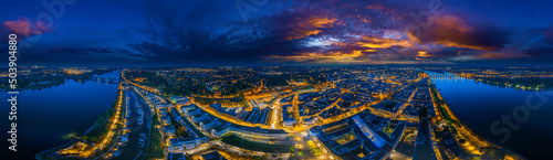city of mainz germany night 360° airpano © Mathias Weil