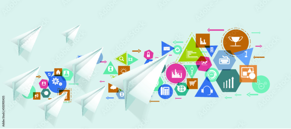 Obraz premium Paper rocket fold - Creative space background Free Vector.