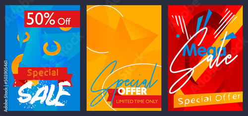 Set of Modern Abstract Sale banner template for advertising discounts with text for special offers, sales. Vector poster collection illustration.