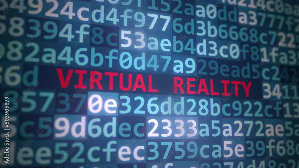 VIRTUAL REALITY text and source code on the computer monitor VIRTUAL REALITY text and source code on the computer monitor