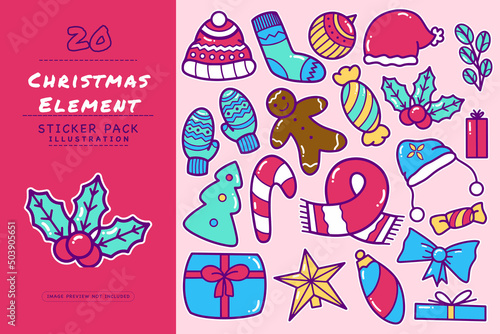 Christmas Element Doodle Illustration