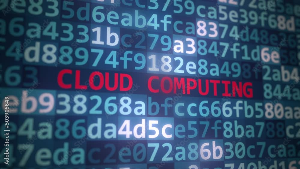 CLOUD COMPUTING text and program code on the computer screen CLOUD COMPUTING text and program code on the computer screen