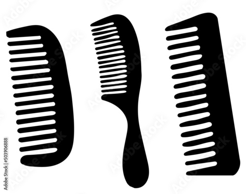 combs silhouette, on white background, isolated, vector