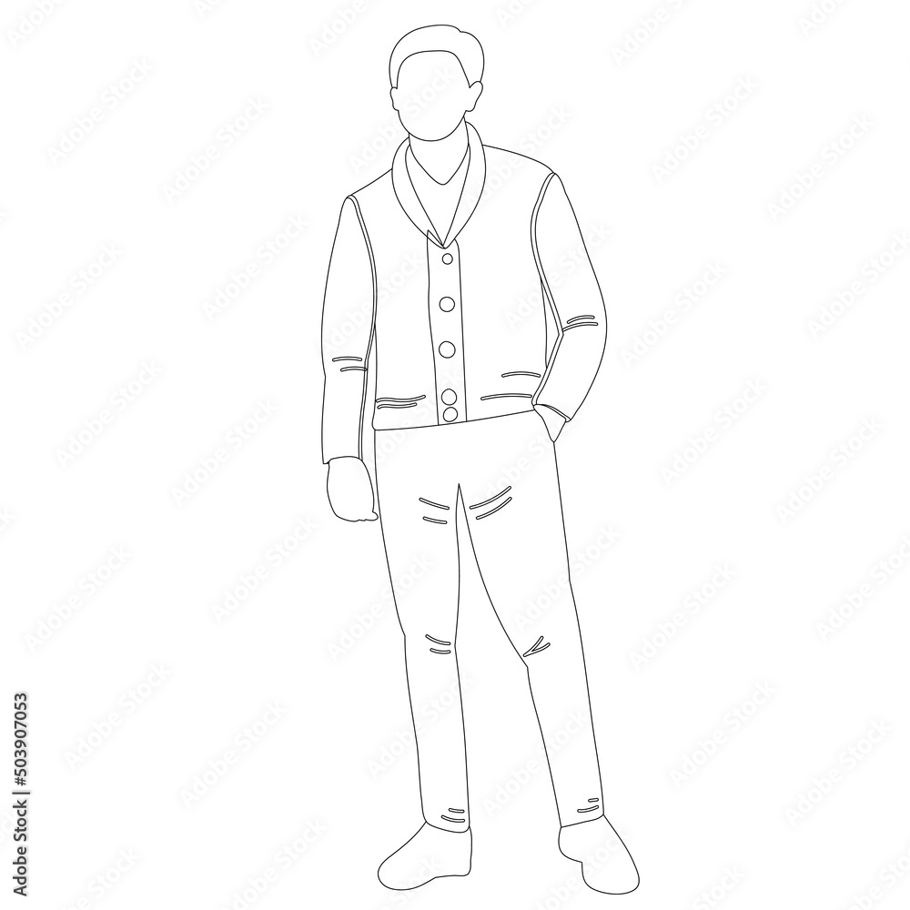 man, guy sketch, outline, isolated, vector