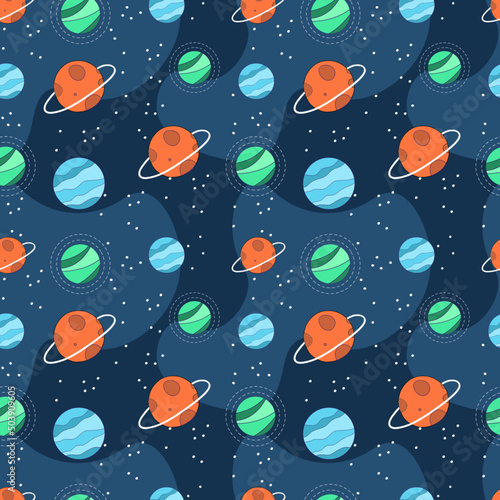 Cute seamless wind pattern. planets in space